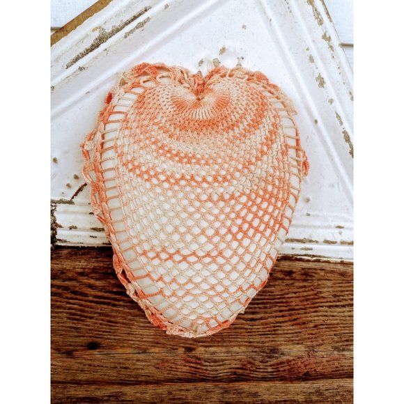 Vintage Small Thread Crochet Heart Shaped Accent Pillow - Picture 7 of 13